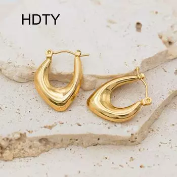 Stylish simple niche design irregular special-shaped ear buckle titanium steel plated 18k gold cold temperament versatile earrings золотой