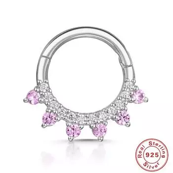 Stylish Simple Wind Sterling Silver S925 Human Piercing Cartilage Round Nose Ring Open Ring Perforated Zircon
