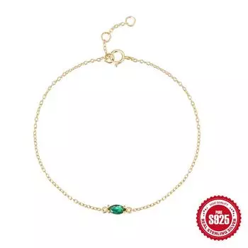 Stylish Sterling Silver 925 Green Diamond-Encrusted Bracelet, Simple O-Chain Zircon Jewelry Women S Jewelry 925 Silver золотой