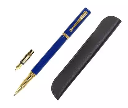 Stylish Synthetic Leather Pen Case for Exchange BP ZX Fountain Pen Ink Blue Set (Individual Container) (T23-LS042-ZX-L) синий
