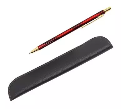 Stylish Synthetic Leather Pen Case with SD Marble Pattern and Ballpoint Pen Set for All-Metal Notebooks, Red, 3-Pack, T23-LS042-SDMB-R-3