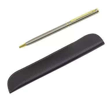 Stylish Synthetic Leather Pen Case with Top Flat 904 Rotating Ballpoint Pen Set (3-Pack) T23-LS042-803-3