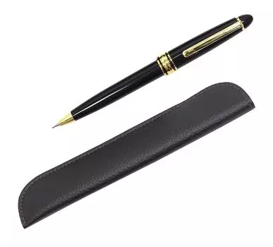 Stylish synthetic leather pencil case metal ring cap sliding retro mechanical pencil set 3 pack T23-LS042-8838S-3