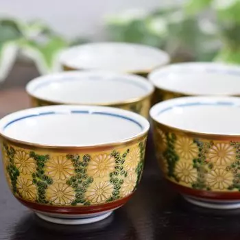 Стильный чай Кутани Уэр Чай 5 Гость Кикузуме Для Роскошной Японской Посуды Чашка, Чаша, Набор, Керамика, Бренд, Гости,