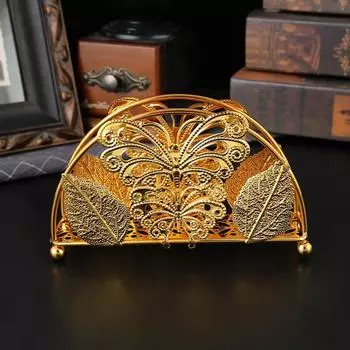 Stylish Vertical Napkin Dispenser Decorative Paper Towel Container Tissue Storage Rack Bedroom золотой