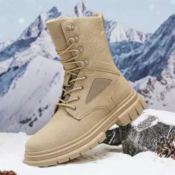 Stylish Winter Men Ankle Boots Autumn High Quality Sneaker Leather Plush Snow Desert Boots Work Shoes Men Outdoor Snow Boots 39