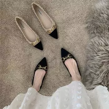Stylish women s flat shoes pointed luxury soft soled comfortable women s loafers 35