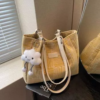 Stylish Women s Niche Style All-Matching Working Shoulder Bag Yellow