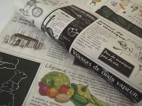 Stylish wrapping French newspaper 25 pieces paper, style,