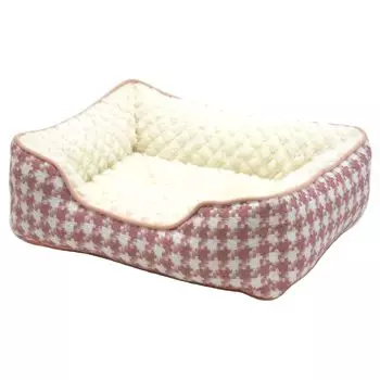 STYRIA Poko Quilt Boa Houndstooth Square Pet Pet For Sofa Small Dog Bed, Dog, Cat, Bed, Winter, Warm, Washable, Stylish, Cute, Fluffy, Cage, (M, Pink) розовый
