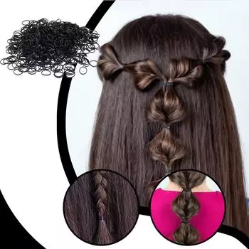 (SU)1000 шт. Мини-резиночки, мягкие резинки. Маленькие резинки для волос для малышей, детей, ревизии, хвостики, косички, черная свадебная прическа. One Size чёрный