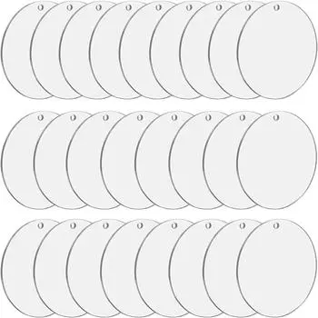 (SU)25 упаковок 3-дюймовых акриловых заготовок для брелоков с отверстием для таблички для ключей своими руками One size