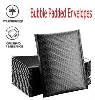 (SU)50Pcs Bubble Mailers Мягкие конверты с подкладкой из полимера Самоуплотняющиеся черные One size чёрный