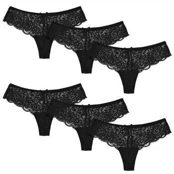 (SU)6 комплектов женского нижнего белья, стринги, мягкие кружевные трусики-стринги L