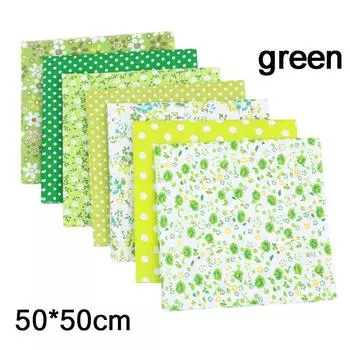 (SU)7 шт. комплект ткани для лоскутного шитья с квадратами, лоскутное шитье, лоскутное шитье своими руками One size зелёный