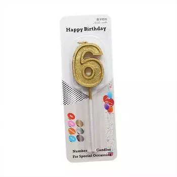 (SU)Блестящие свечи с цифрами, золотые цифры 0-9, торт со свечами на день рождения A