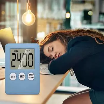 (SU)Большой цифровой ЖК-дисплей, кухонный таймер, таймер обратного отсчета, будильник, магнитный One size синий