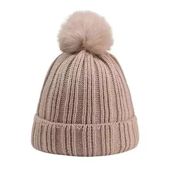 (SU)Детская шерстяная шапка, теплая вязаная детская шерстяная шапка для мальчиков и девочек, кепка BG бежевый