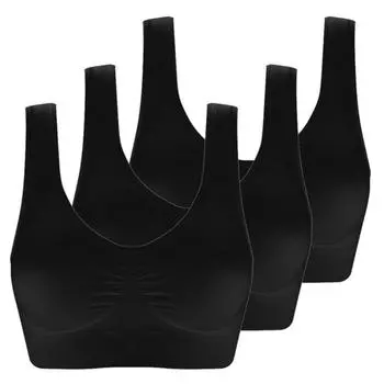 (SU)Двухслойный бюстгальтер-майка с подушечкой на груди и без стального кольца Женское нижнее белье L чёрный