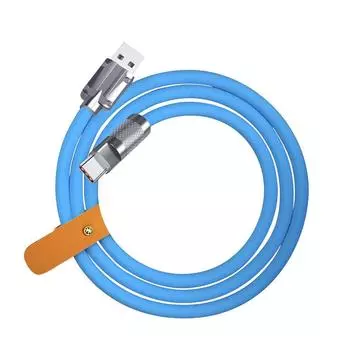 (SU)Кабель для сверхбыстрой зарядки 120 Вт, металлический, цинковый сплав, силиконовый, зарядный кабель Micro USB Type-C, кабель для передачи данных One Size синий