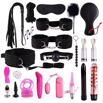 (SU)Кнут Веревочный Костюм Массажный Анальный Анальная Пробка Кольцо Вибратор Пара SM Комплект Игрушки Набор BK