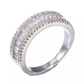 (SU) Кольцо Свадебное с бриллиантом Элегантное обручальное кольцо для помолвки Размер кольца 5–10 One size серебряный