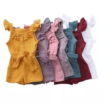 (SU)Комбинезон с рюшами и бантом для маленьких девочек и мальчиков, комбинезон, комбинезон, наряды 90 синий