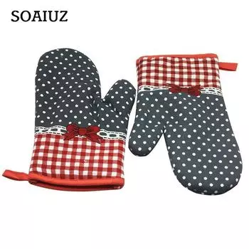 (SU)Кухонные хлопковые перчатки для приготовления пищи в микроволновой печи, рукавицы, коврик для кастрюли, термозащитный бежевый цвет One size