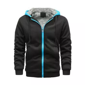 (SU)Mens Zipper Pullover Long Sleeve Hooded Sweatshirt Tops Blouse L королевский синий