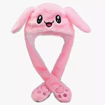 (SU)Милая вышивка, мультяшная теплая шапка с кроличьими ушками и милая плюшевая шапка кролика One size розовый
