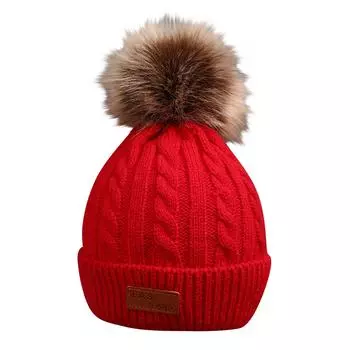 (SU)Милая зимняя теплая вязаная шапка для маленьких мальчиков и девочек, вязаная шапка-бини One Size чёрный