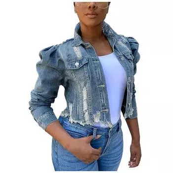 (SU)Модная женская однотонная джинсовая куртка с длинными рукавами и пуговицами, пальто S темно-синий