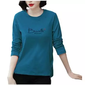 (SU)Модная женская повседневная блузка с длинным рукавом с принтом, женская футболка, топы