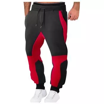 (SU)Модные мужские спортивные цветные повязки, повседневные свободные спортивные штаны на шнуровке L чёрный