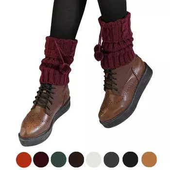 (SU)Модные женские вязаные гетры, носки с коротким клапаном, бахилы GN зелёный