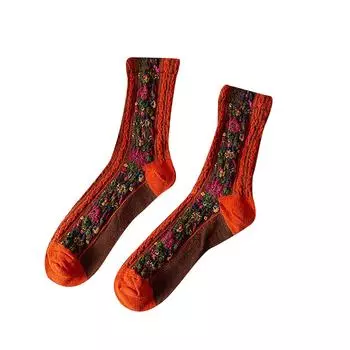 (SU)Модные зимние теплые женские дышащие толстые носки с принтом BK чёрный