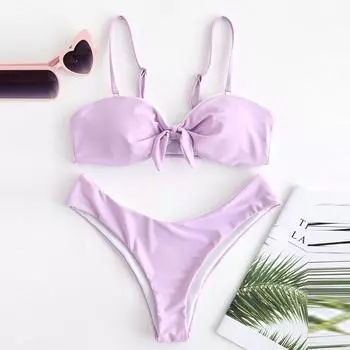 (SU)Модный сексуальный женский купальник с пуш-ап, однотонный купальник, пляжная одежда S фиолетовый