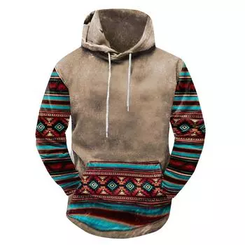 (SU)Модный свободный мужской и женский свитер с капюшоном с длинным рукавом и принтом S светло-серый
