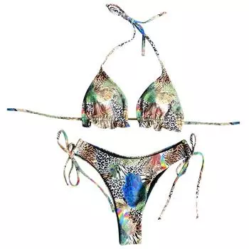 (SU)Модный женский сексуальный комплект бикини, спортивный купальник с пуш-ап, мягкий купальник L жёлтый