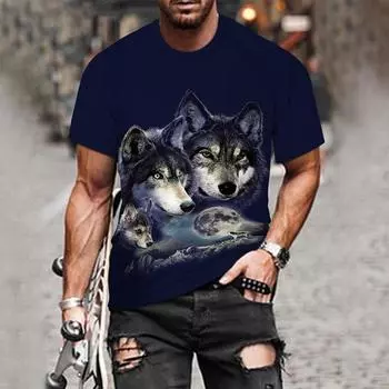 (SU)Мужчины Женщины Весна Лето Повседневная Тонкая 3D Печатная Футболка С Коротким Рукавом Топ Блузка M чёрный