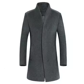 (SU)Мужская куртка, теплый зимний тренч, длинная верхняя одежда на пуговицах, элегантное пальто, пальто XL чёрный