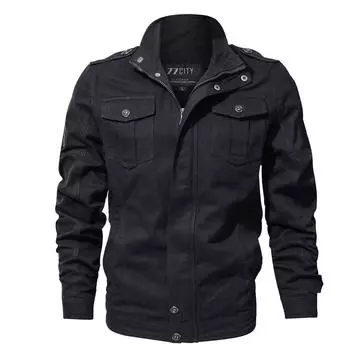 (SU)Мужская осенне-зимняя повседневная однотонная куртка на пуговицах с длинными рукавами, верхняя блузка XL чёрный