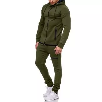 (SU)Мужская осенне-зимняя толстовка в стиле пэчворк, комплекты штанов, спортивный костюм, спортивный костюм XL армия зеленый