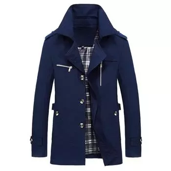 (SU)Мужская зимняя теплая куртка, пальто, верхняя одежда, тонкий длинный плащ на пуговицах, пальто L винный