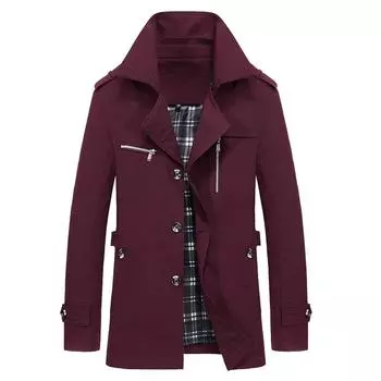 (SU)Мужская зимняя теплая куртка, пальто, верхняя одежда, тонкий длинный плащ на пуговицах, пальто L