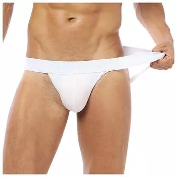 (SU) Мужские двойные трусики-стринги, сексуальные однотонные дышащие трусы-стринги XL