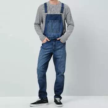 (SU)Мужские джинсы, комбинезон, уличная одежда, брюки с карманами на подтяжках, брюки S темно-синий