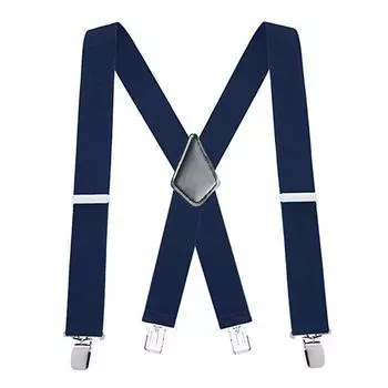 (SU)Мужские подтяжки, широкие регулируемые мужские подтяжки x-Back с прочным зажимом для работы One Size темно-синий