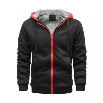 (SU)Мужской пуловер на молнии с длинным рукавом и капюшоном, топы, блузка L темно-синий