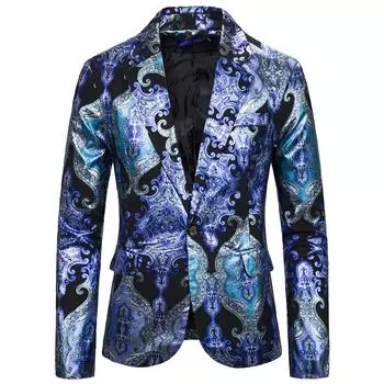 (SU)Мужской тонкий костюм на пуговицах, клетчатые топы с отложным воротником, однотонное пальто-куртка XL чёрный